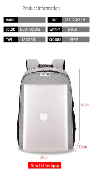 Anti-theft password lock backpack bag