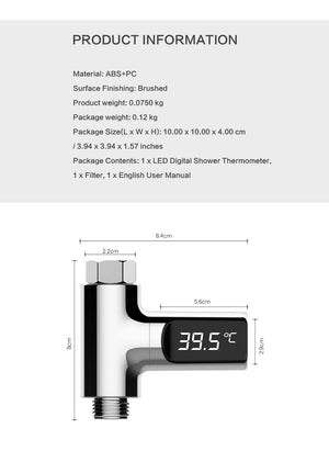 LED Display Home Water Shower Thermometer