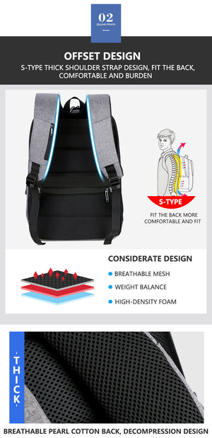 Business Mens USB Charing Laptop Backpacks
