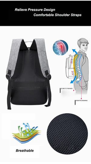 Anti Theft Laptop USB Smart Man Backpack